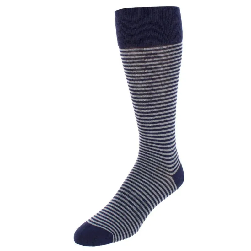 Carvel Striped Pattern Mid-Calf Pima Cotton Socks (1 Pair) made by Trafalgar