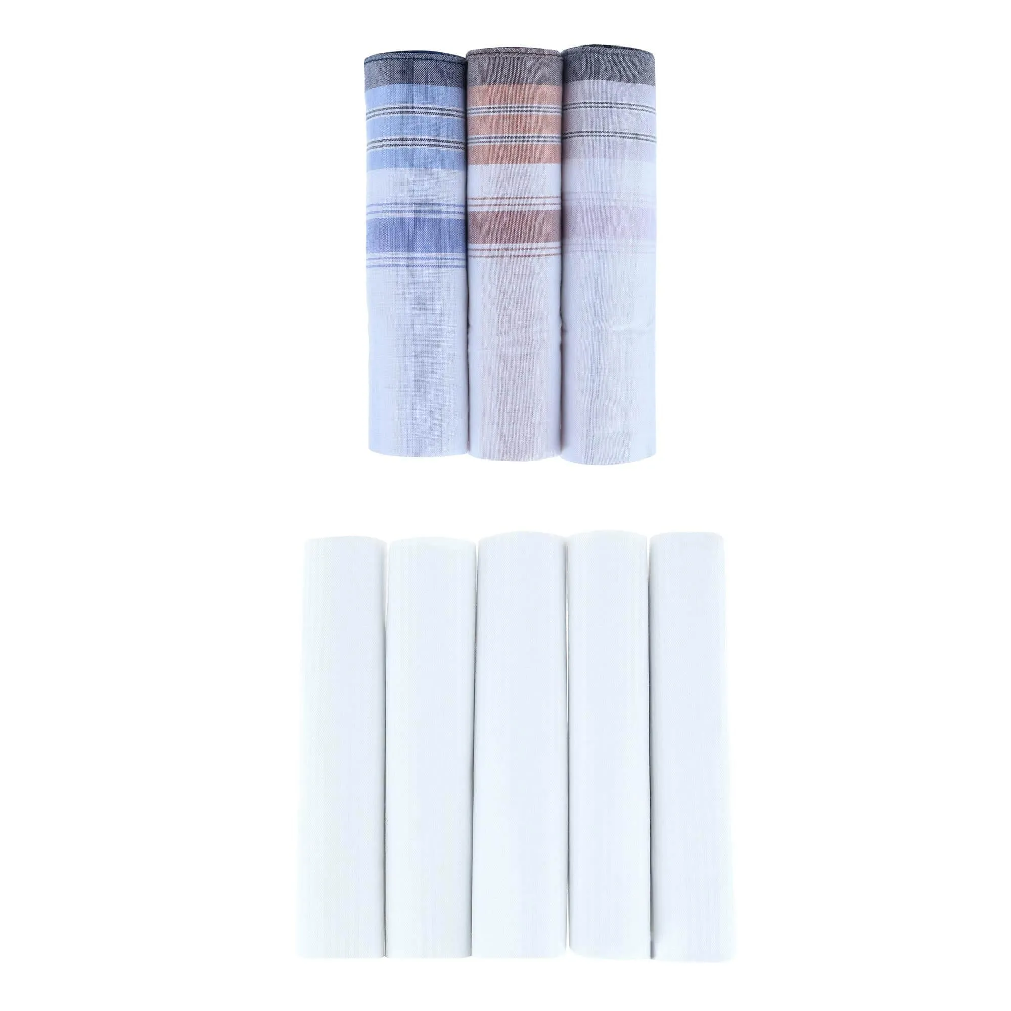 Premium 5 Pack and Checked 3 Pack Cotton Handkerchiefs Set sold by Trafalgar