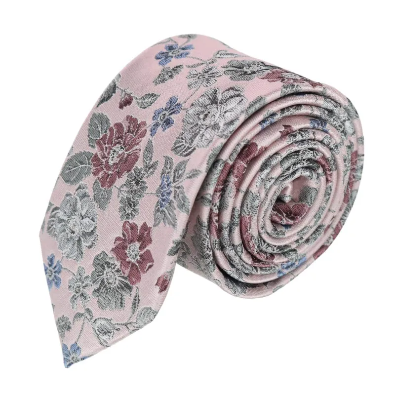 Nico Subtle Vine and Flower Patterned Silk Necktie made by Trafalgar