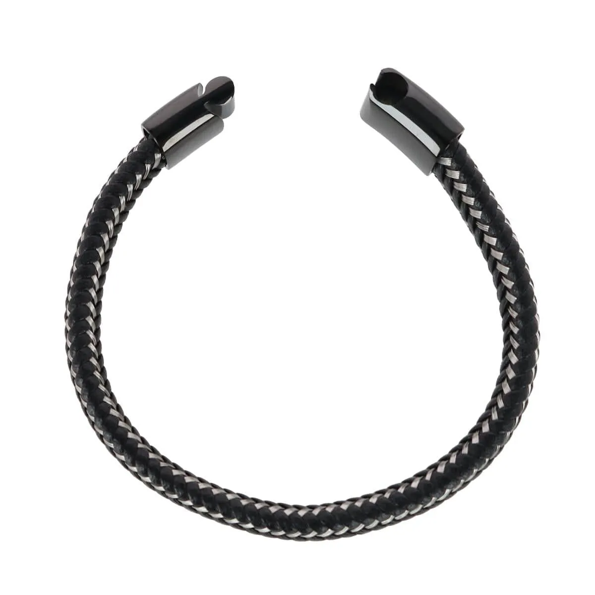 Loose Fit Esteban Black and Silver Braided Bracelet sold by Trafalgar product image thumbnail 4