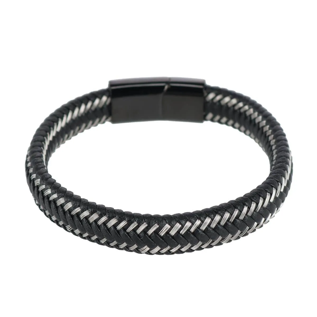 Loose Fit Esteban Black and Silver Braided Bracelet sold by Trafalgar product image thumbnail 2
