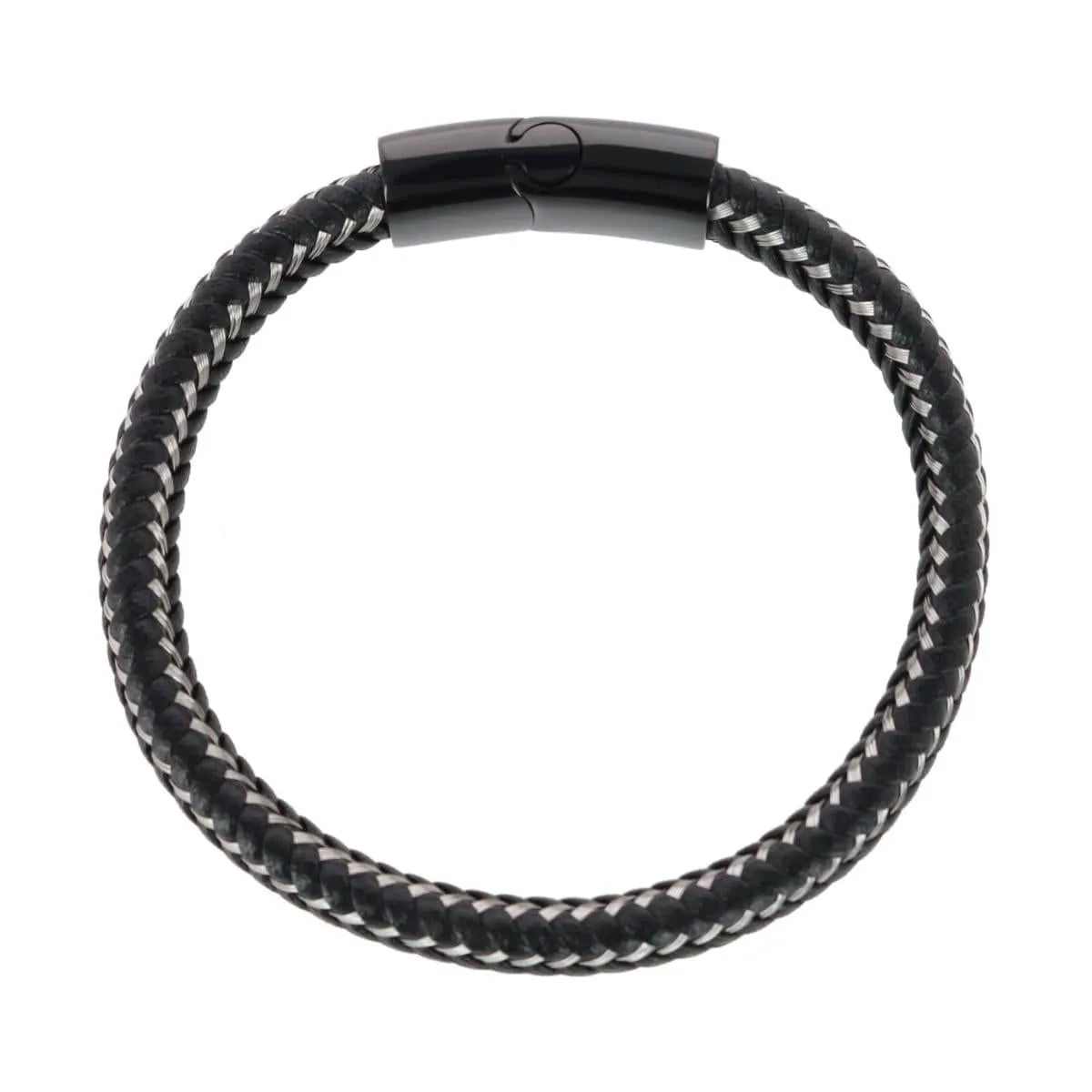 Loose Fit Esteban Black and Silver Braided Bracelet sold by Trafalgar product image thumbnail 3
