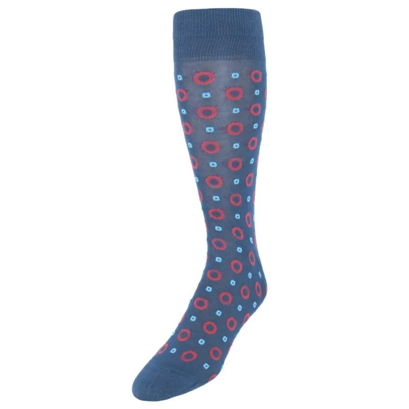 Redondo Circular Patterned Mid-Calf Mercerized Cotton Socks made by Trafalgar