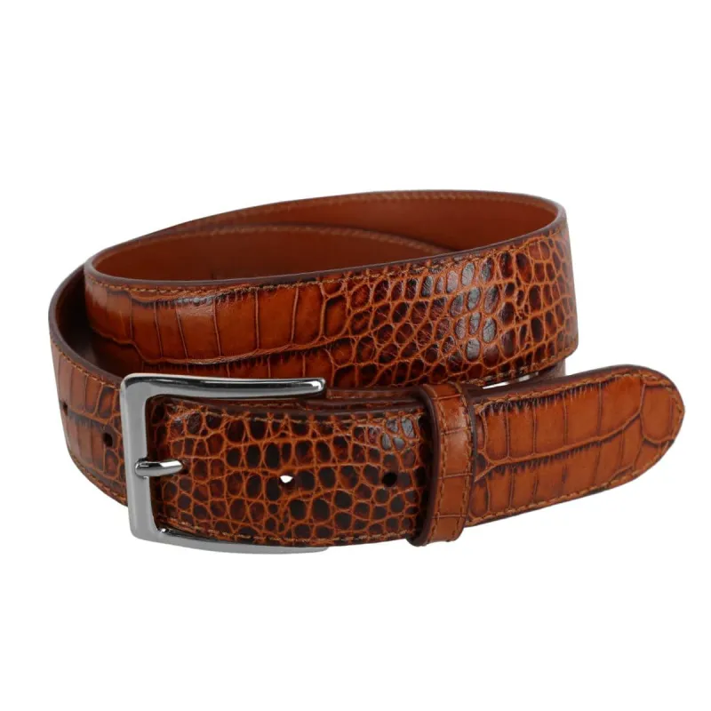 Chance Mock Mini-African Alligator Embossed Italian Leather Belt made by Trafalgar