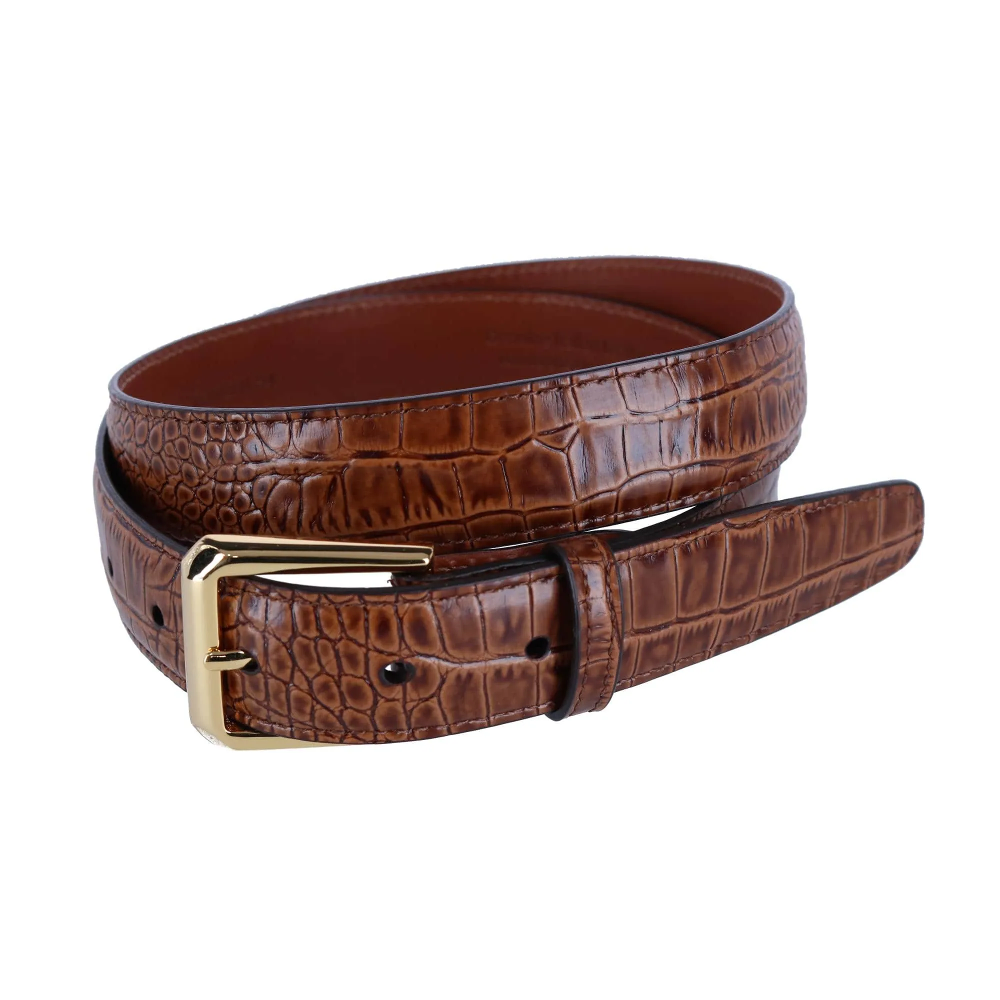 30mm Mock Alligator Embossed Italian Leather Belt sold by Trafalgar product image thumbnail 5
