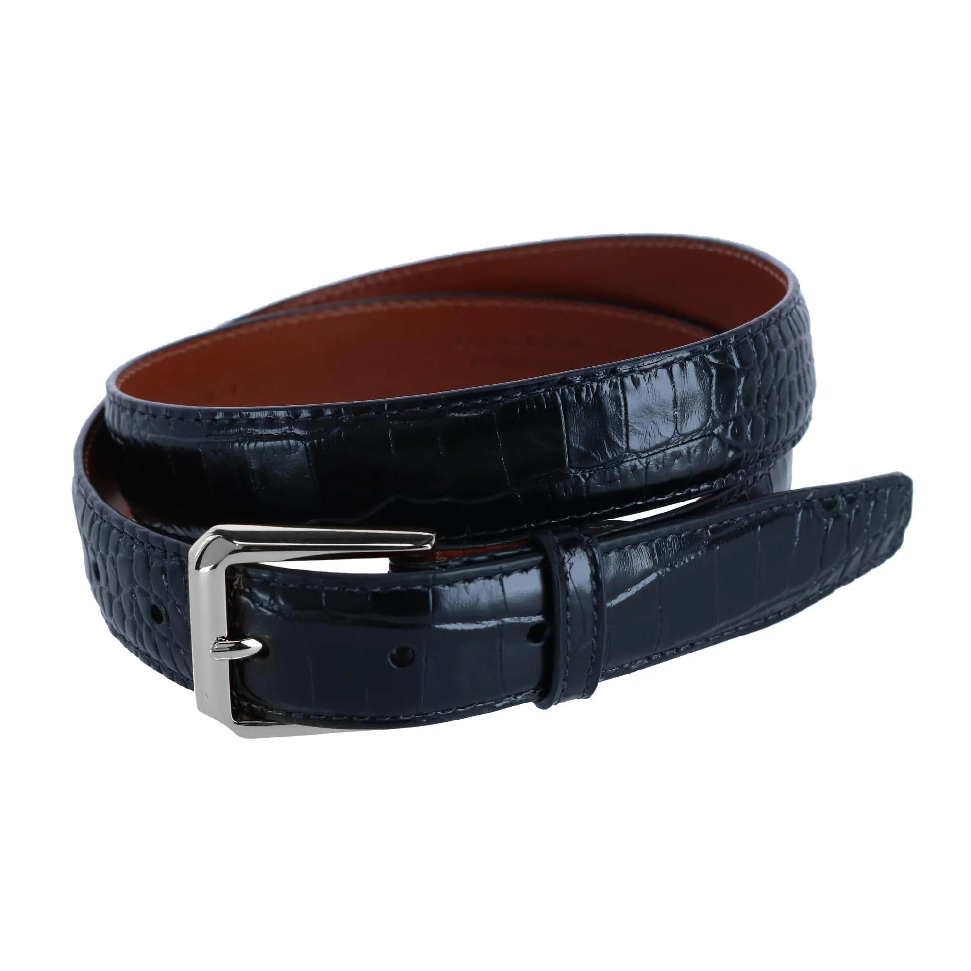 30mm Mock Alligator Embossed Italian Leather Belt sold by Trafalgar product image thumbnail 2