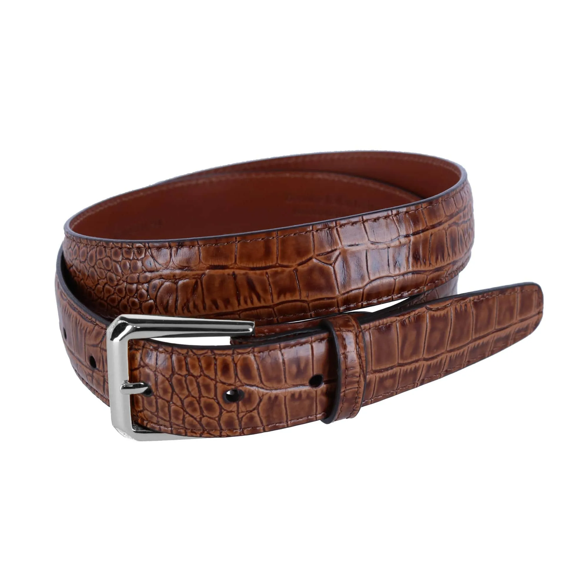 30mm Mock Alligator Embossed Italian Leather Belt sold by Trafalgar product image thumbnail 3