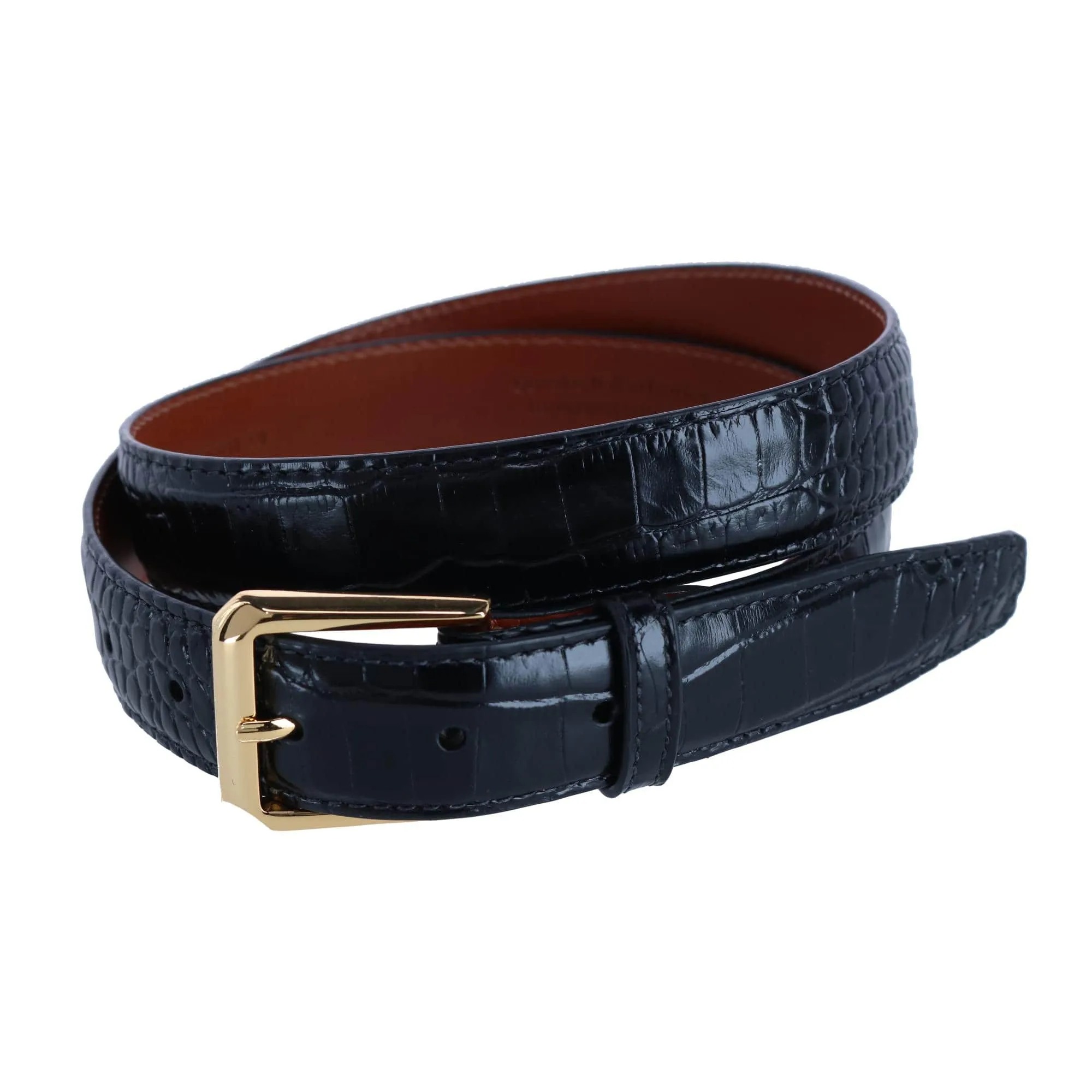 30mm Mock Alligator Embossed Italian Leather Belt sold by Trafalgar product image thumbnail 4