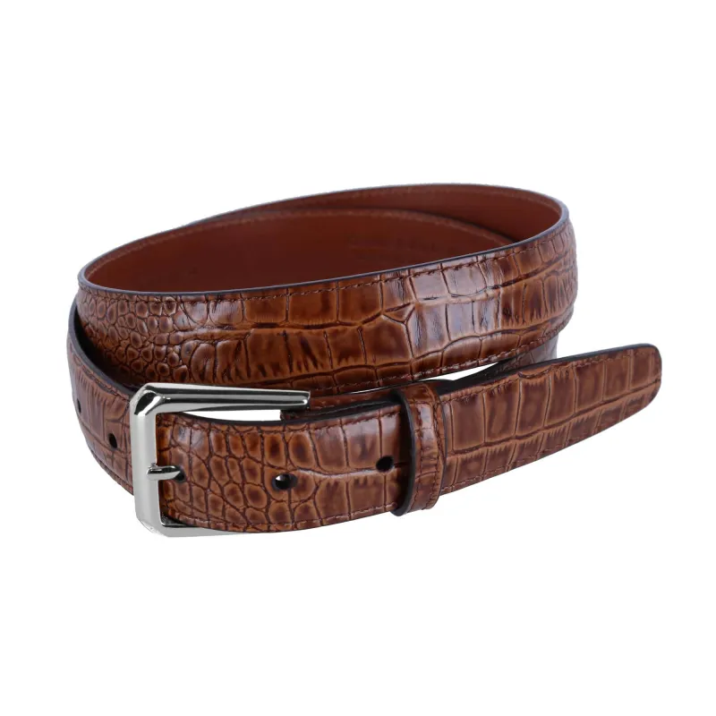 30mm Mock Alligator Embossed Italian Leather Belt made by Trafalgar