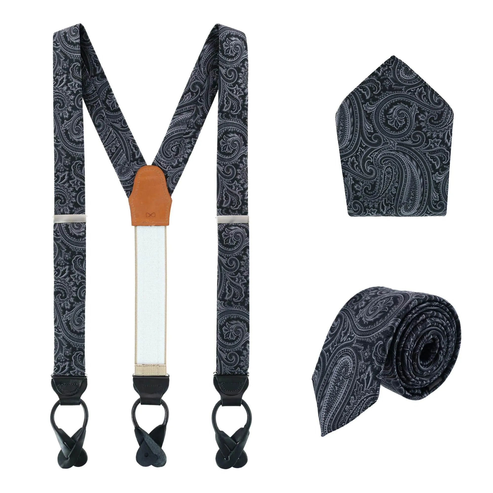 Sobee Paisley Brace Necktie & Pocket Square sold by Trafalgar product image thumbnail 2