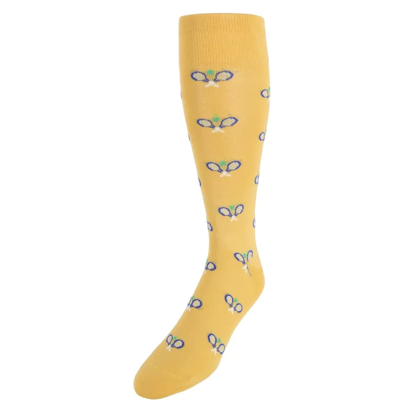 The Rally Tennis Novelty Mercerized Cotton Mid-Calf Socks made by Trafalgar