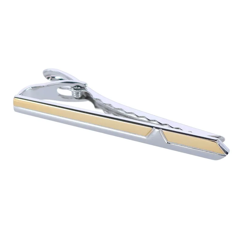Brushed Rhodium and Shiny Gold Tie Bar made by Trafalgar