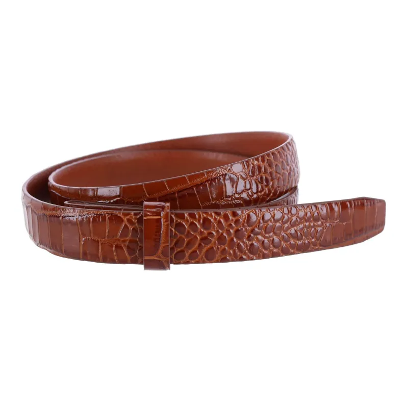 25mm Gator Embossed Leather Belt Strap made by Trafalgar