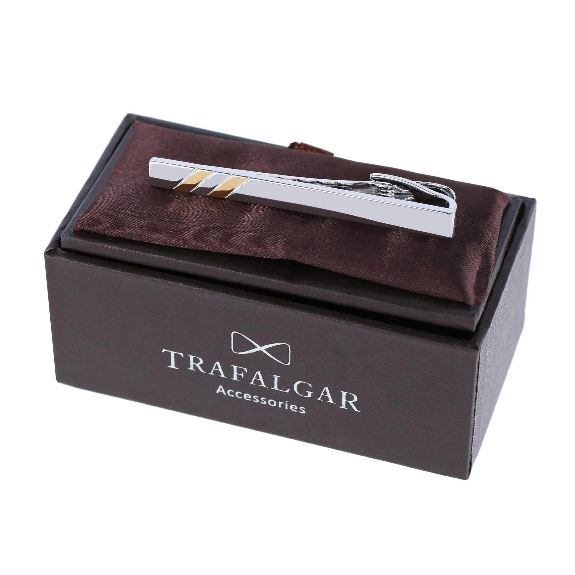 Rhodium and Gold Detailed Tie Bar sold by Trafalgar product image thumbnail 3
