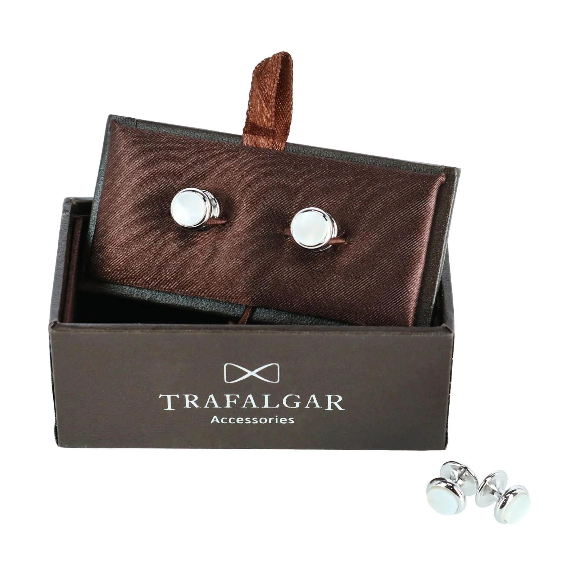 Sutton Mother of Pearl Rhodium Tuxedo Stud Set (4 Pieces) sold by Trafalgar product image thumbnail 3