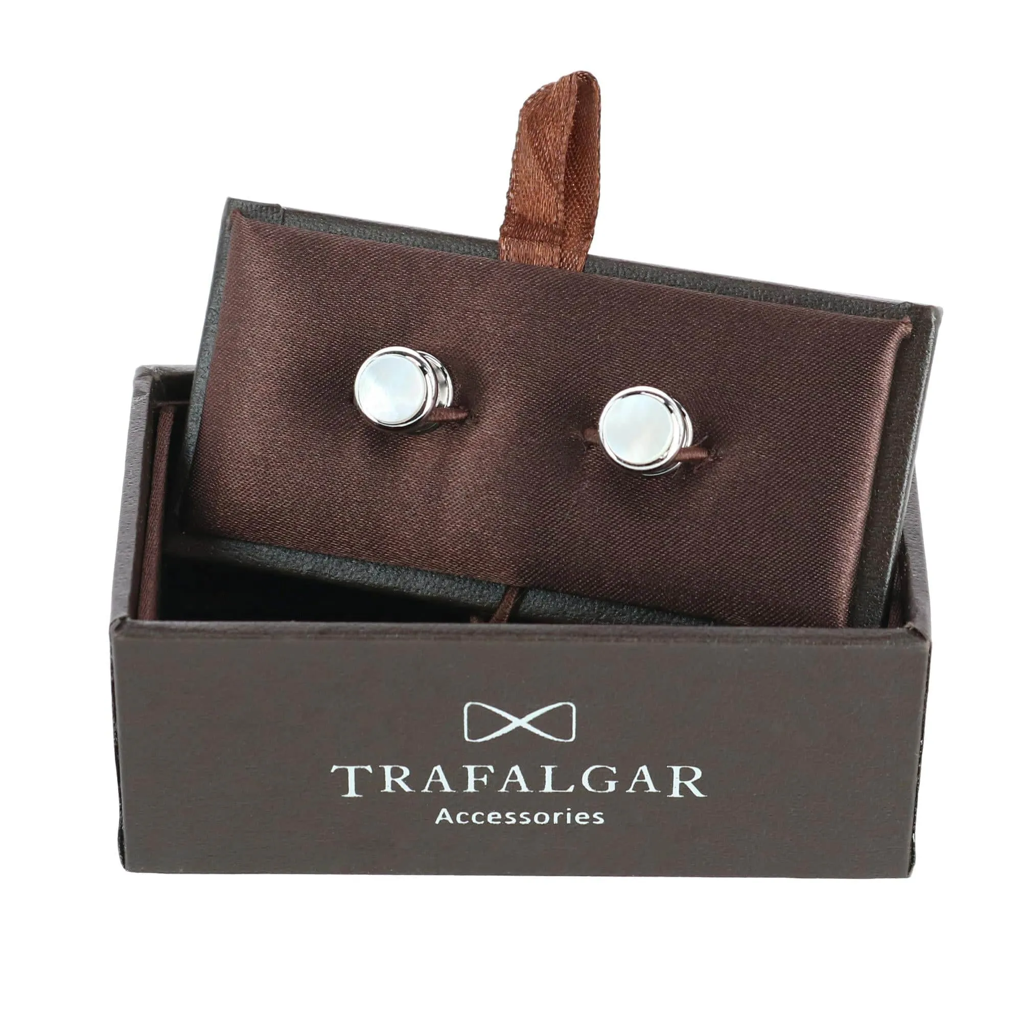 Sutton Mother of Pearl Rhodium Tuxedo Stud Set (4 Pieces) sold by Trafalgar product image thumbnail 4