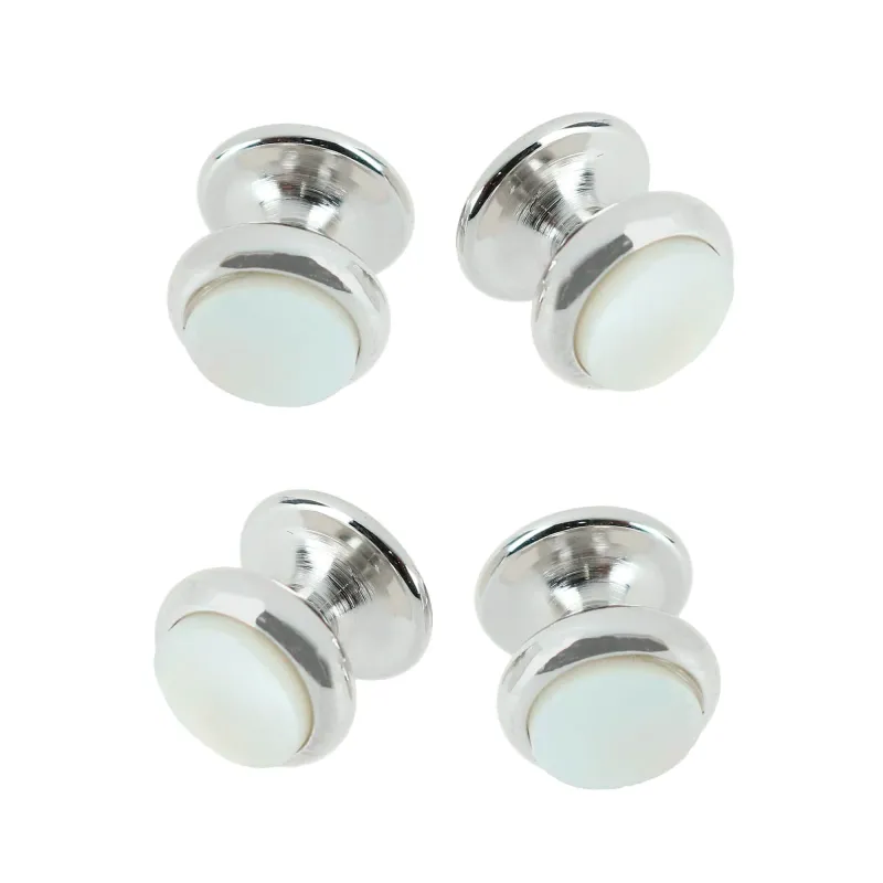 Sutton Mother of Pearl Rhodium Tuxedo Stud Set (4 Pieces) made by Trafalgar