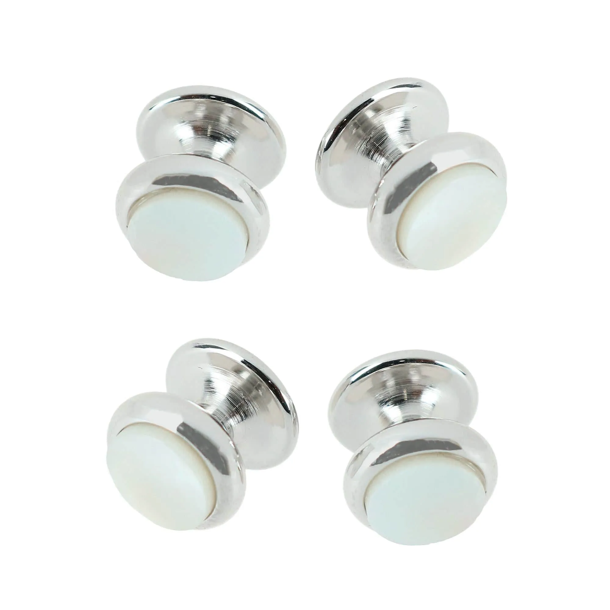 Sutton Mother of Pearl Rhodium Tuxedo Stud Set (4 Pieces) sold by Trafalgar