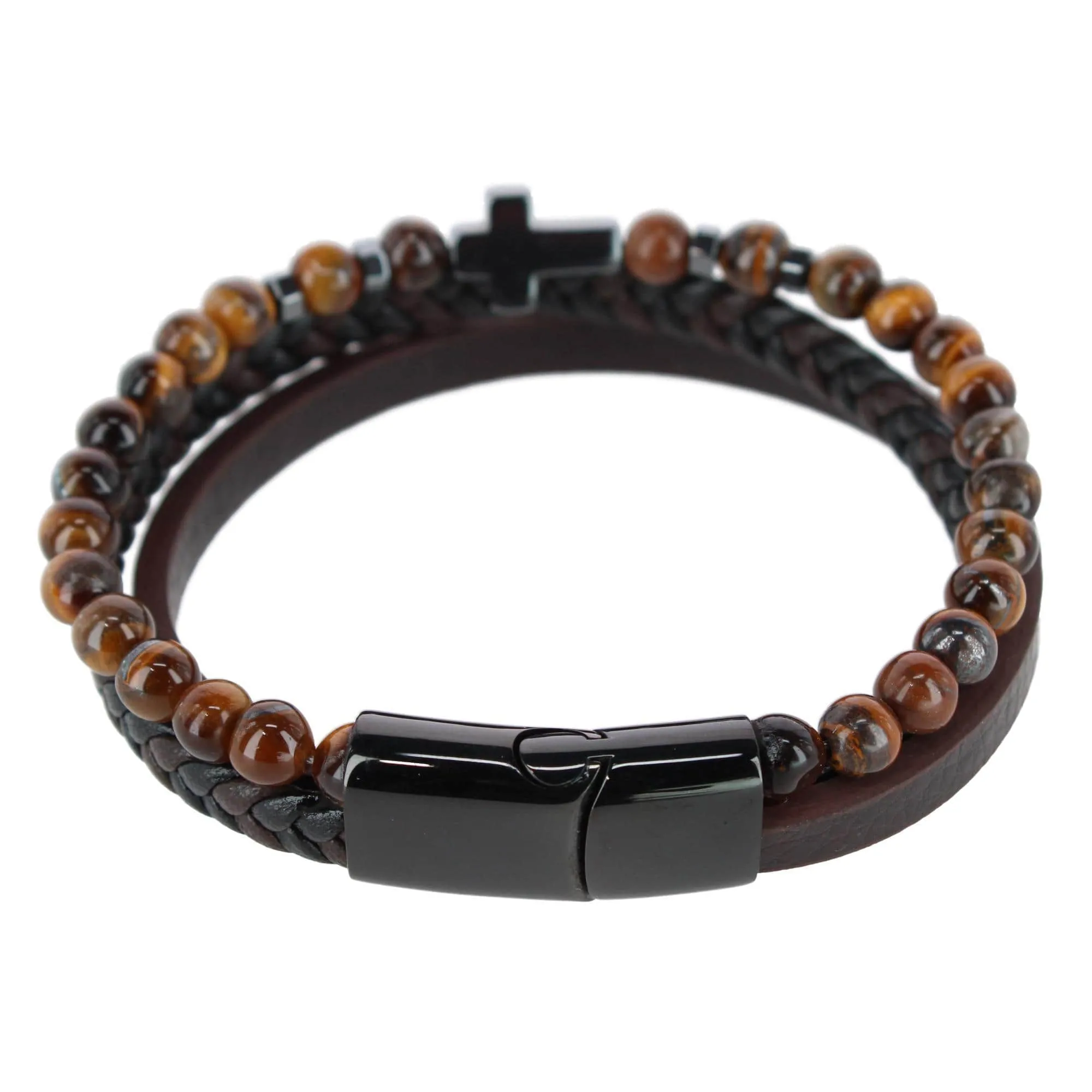 The Sovereign Cross Tri-Stranded Leather Bracelet sold by Trafalgar product image thumbnail 4