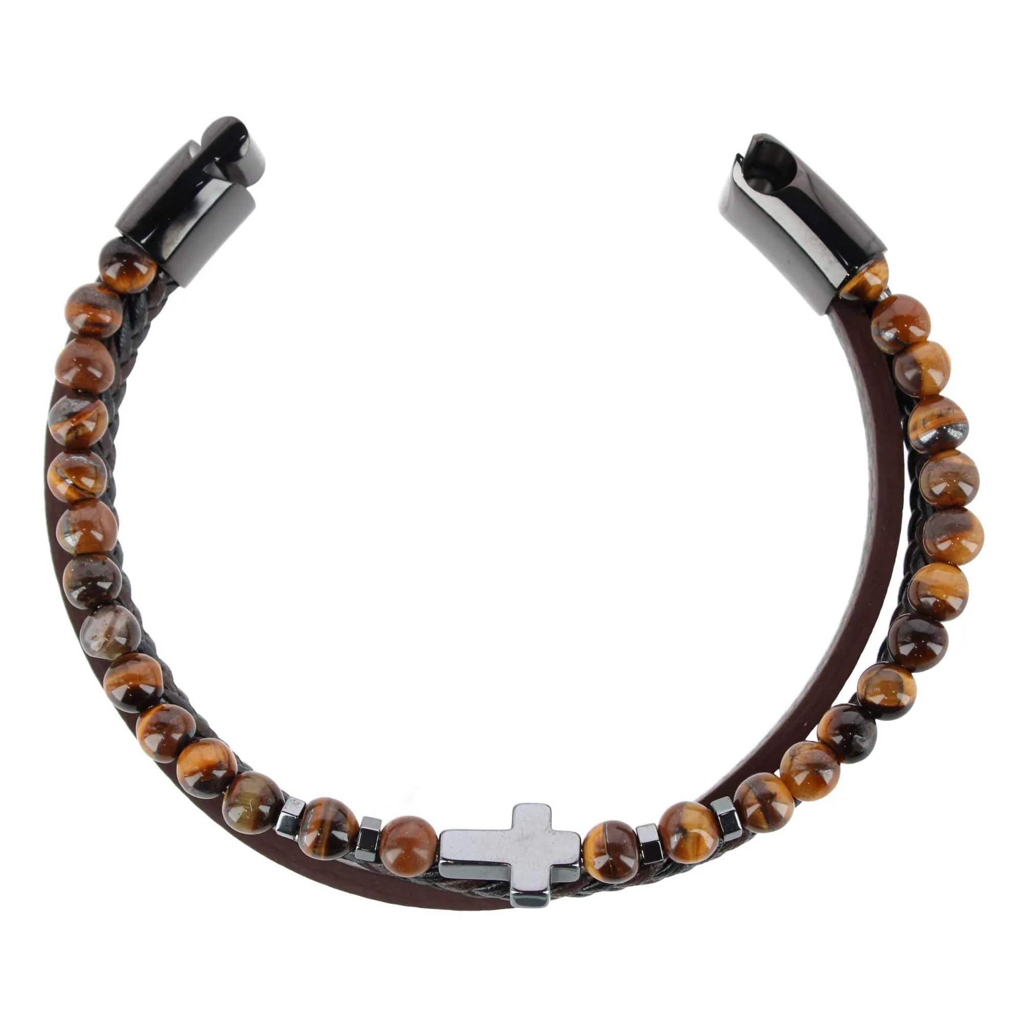 The Sovereign Cross Tri-Stranded Leather Bracelet sold by Trafalgar product image thumbnail 5