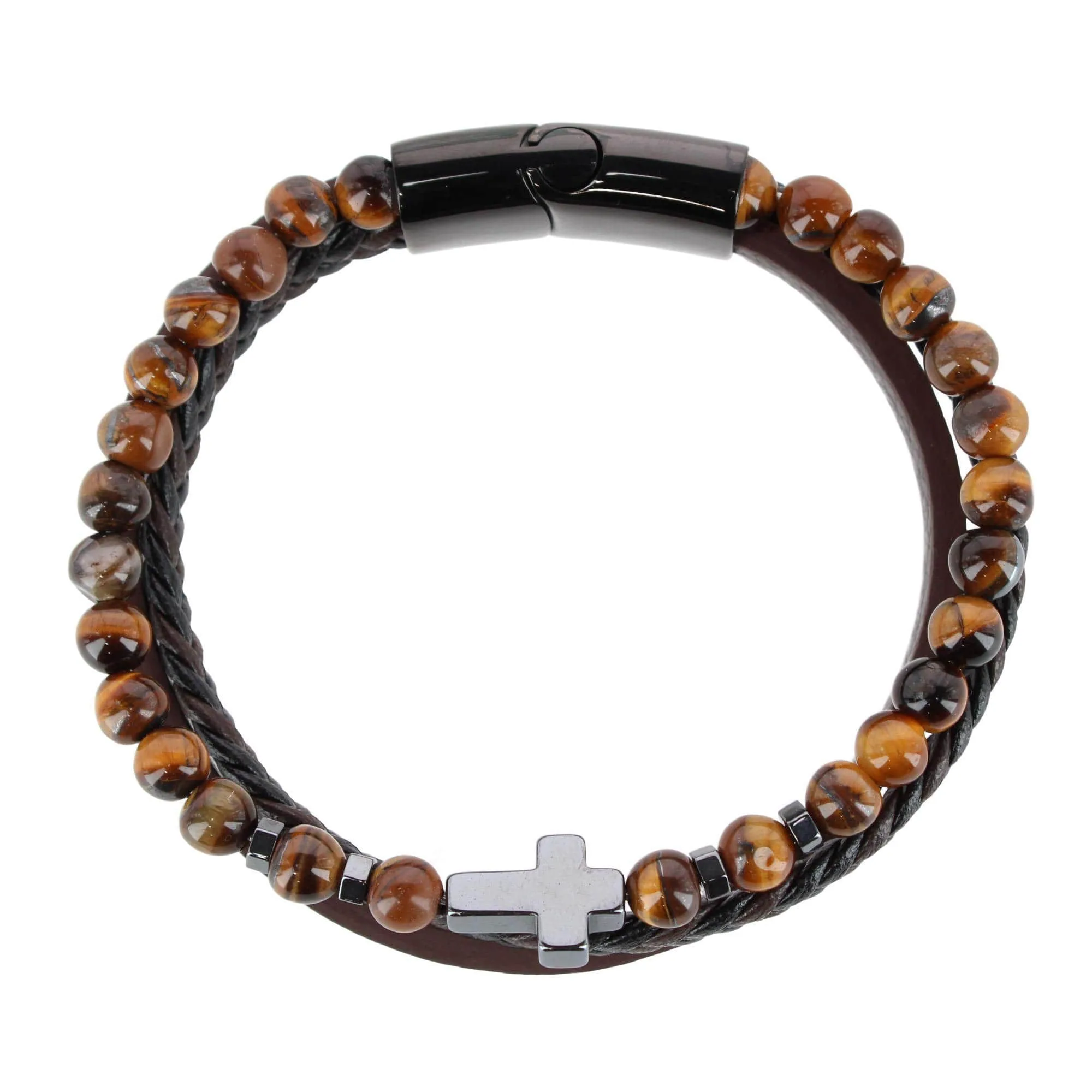 The Sovereign Cross Tri-Stranded Leather Bracelet sold by Trafalgar product image thumbnail 3