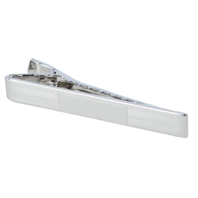 Engine Turned Sterling Silver Micro-Lined Engravable Tie Bar made by Trafalgar