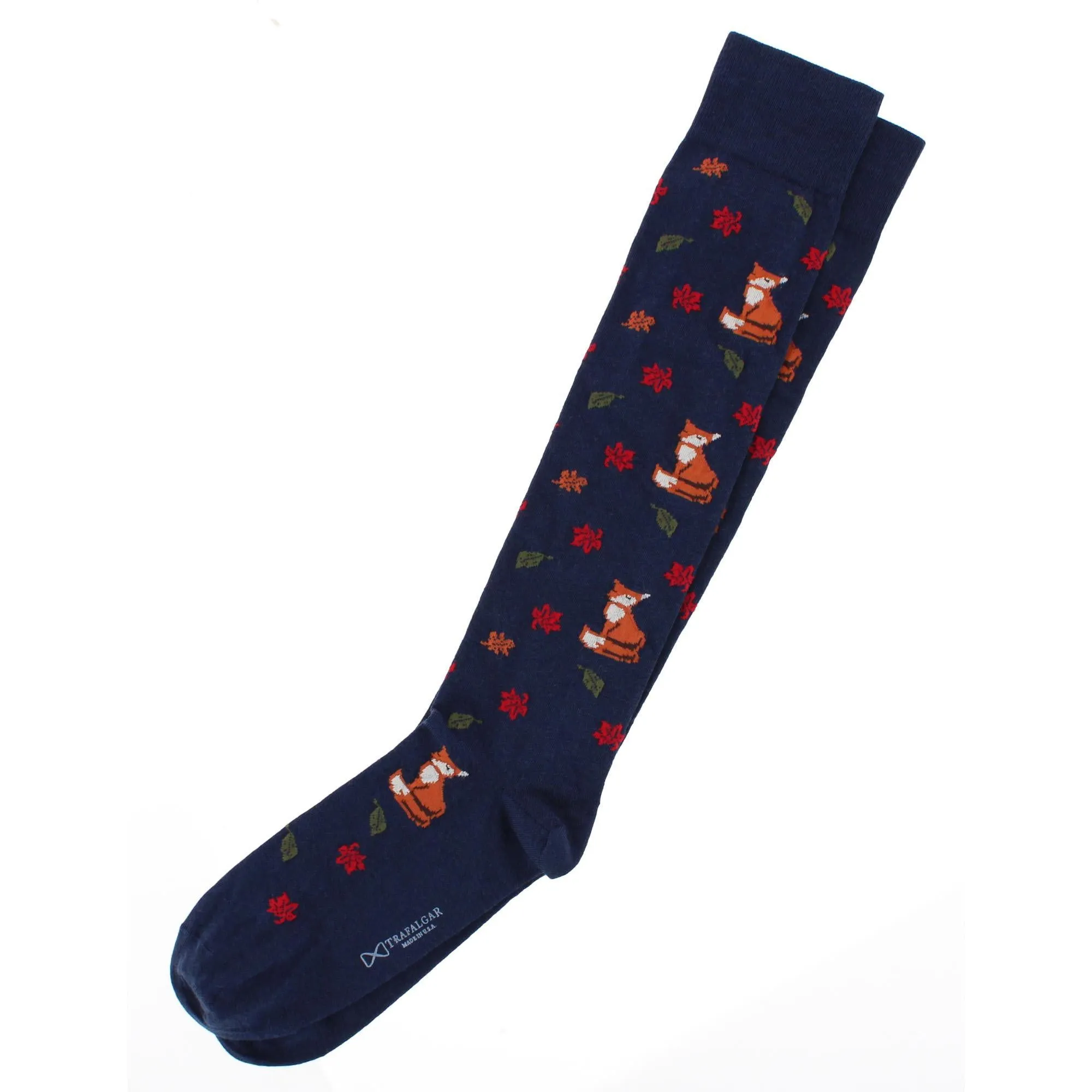 Foxy Fall Leaf Motif Novelty Merino Wool Mid Calf Socks (1 Pair) sold by Trafalgar product image thumbnail 5