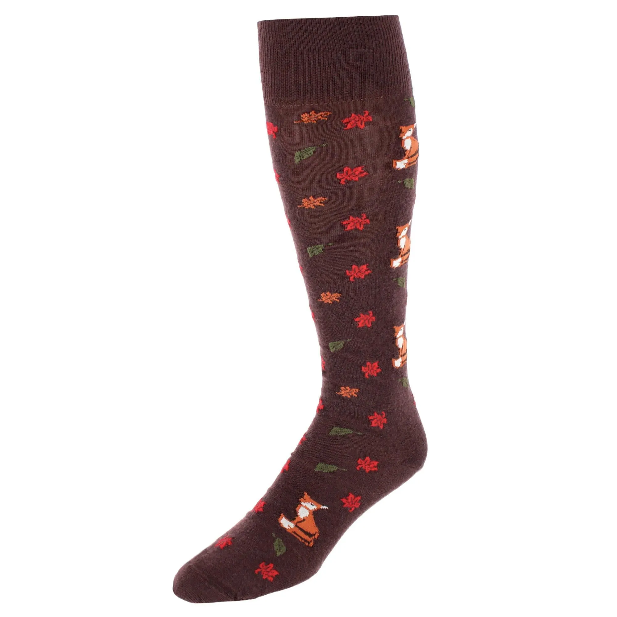 Foxy Fall Leaf Motif Novelty Merino Wool Mid Calf Socks (1 Pair) sold by Trafalgar product image thumbnail 2