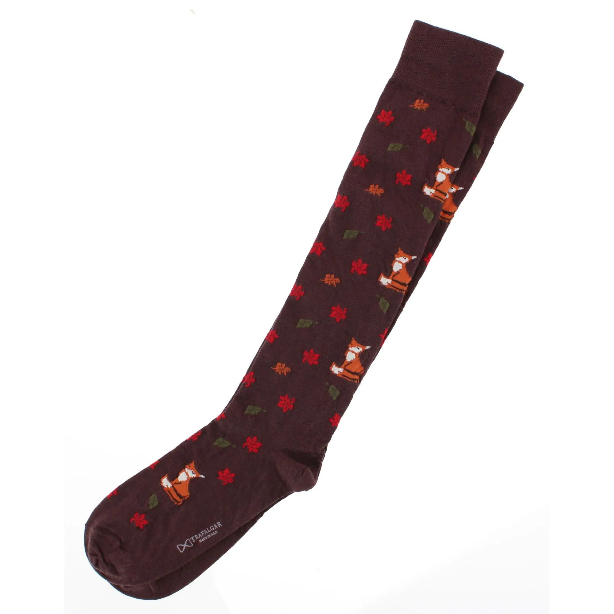 Foxy Fall Leaf Motif Novelty Merino Wool Mid Calf Socks (1 Pair) sold by Trafalgar product image thumbnail 4