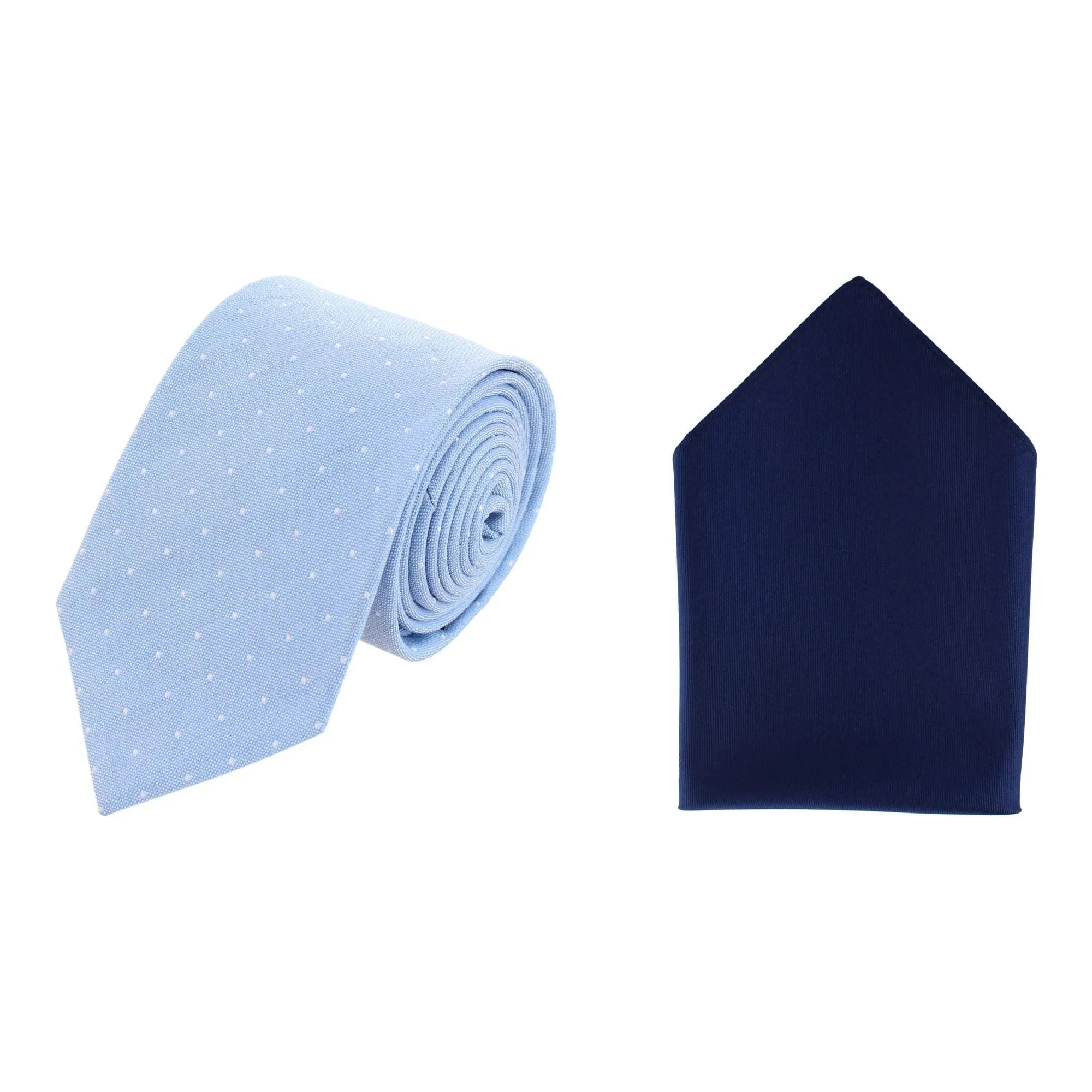 Churchill Chambray Polka Dot Necktie & Gatsby Silk Pocket Square Bundle sold by Trafalgar product image thumbnail 3