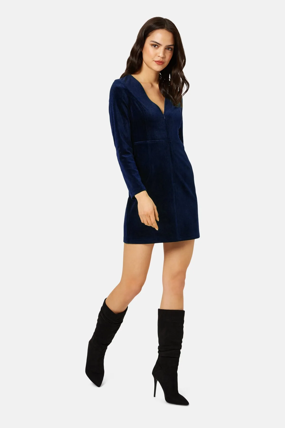 Corrie Bratter Returns Cord Mini Dress in Navy sold by Traffic People product image thumbnail 2