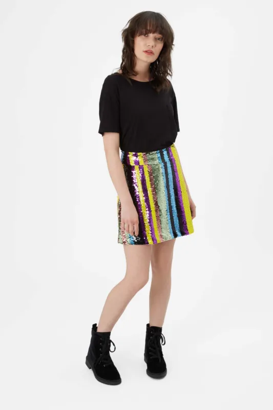 Sequin Mini Skirt in Multicoloured sold by Traffic People