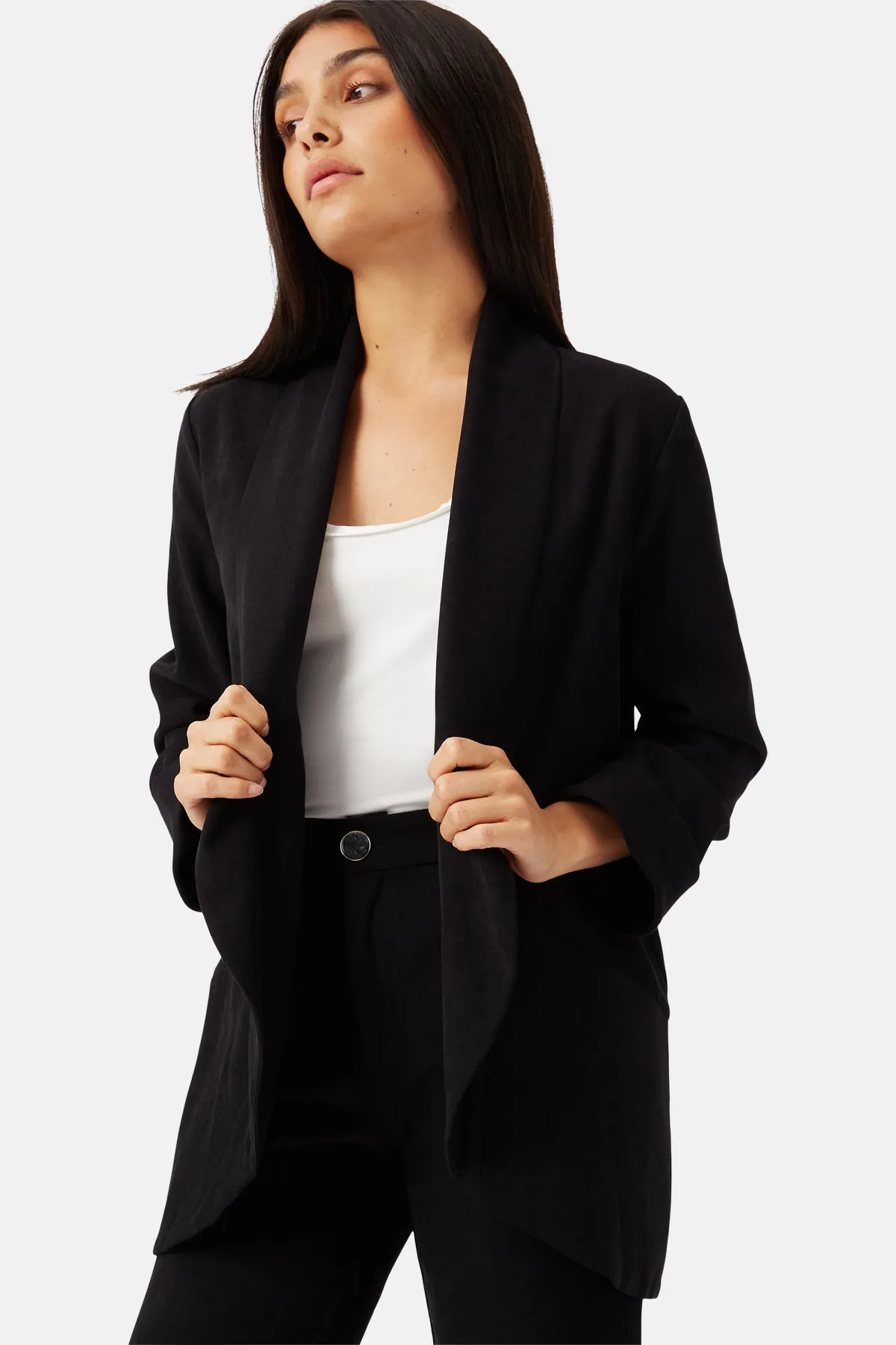 Solitude and Silence Boyfriend Jacket in Black sold by Traffic People