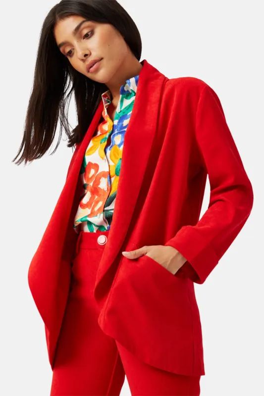 Solitude and Silence Boyfriend Jacket in Red sold by Traffic People