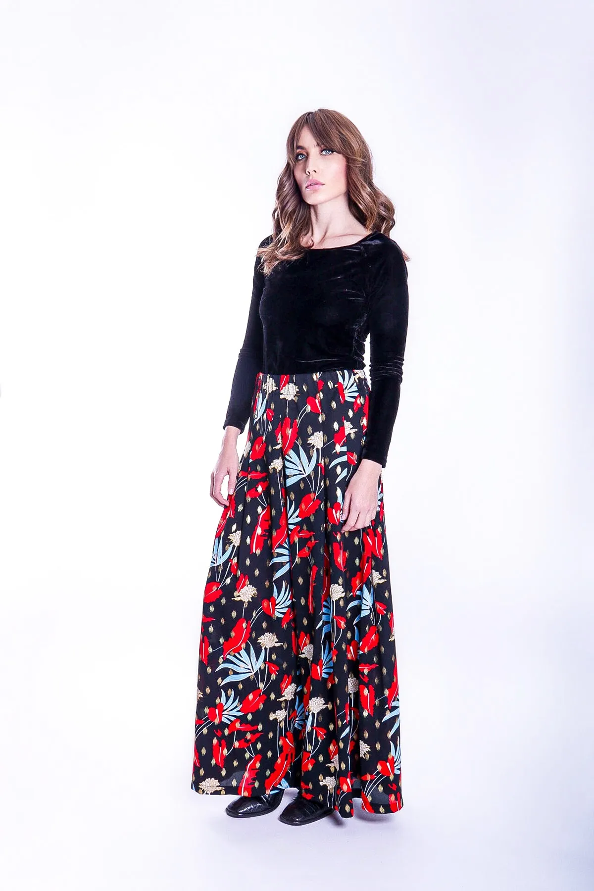 Mustique Maggie Wide Leg Palazzo Trousers in Floral Print sold by Traffic People