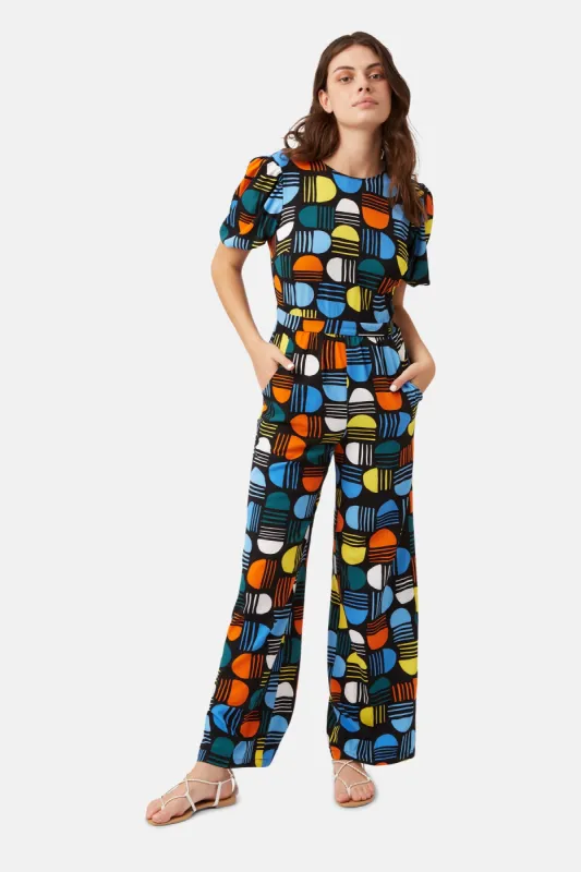 Retro Rose Daphne Jumpsuit in Black sold by Traffic People