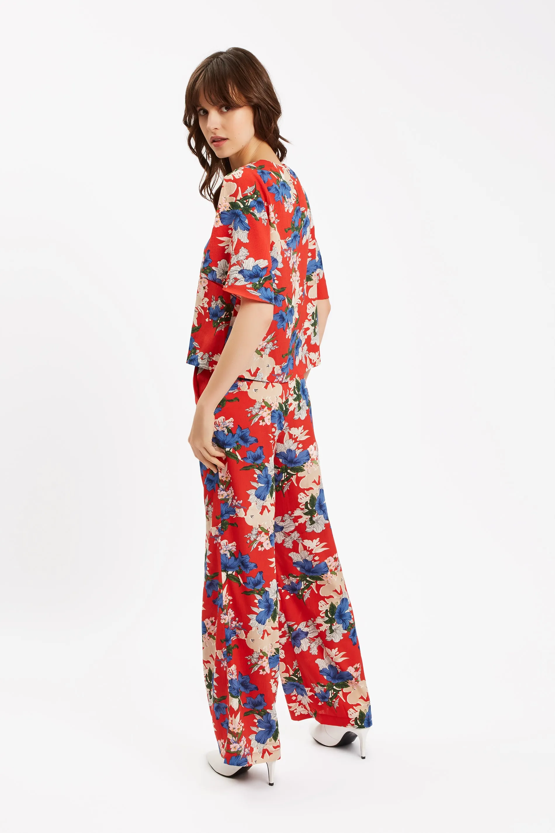 SING Floral Red Wide Leg Trousers sold by Traffic People product image thumbnail 4