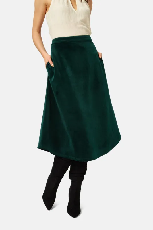Corrie Bratter Returns Cord Skirt in Green sold by Traffic People
