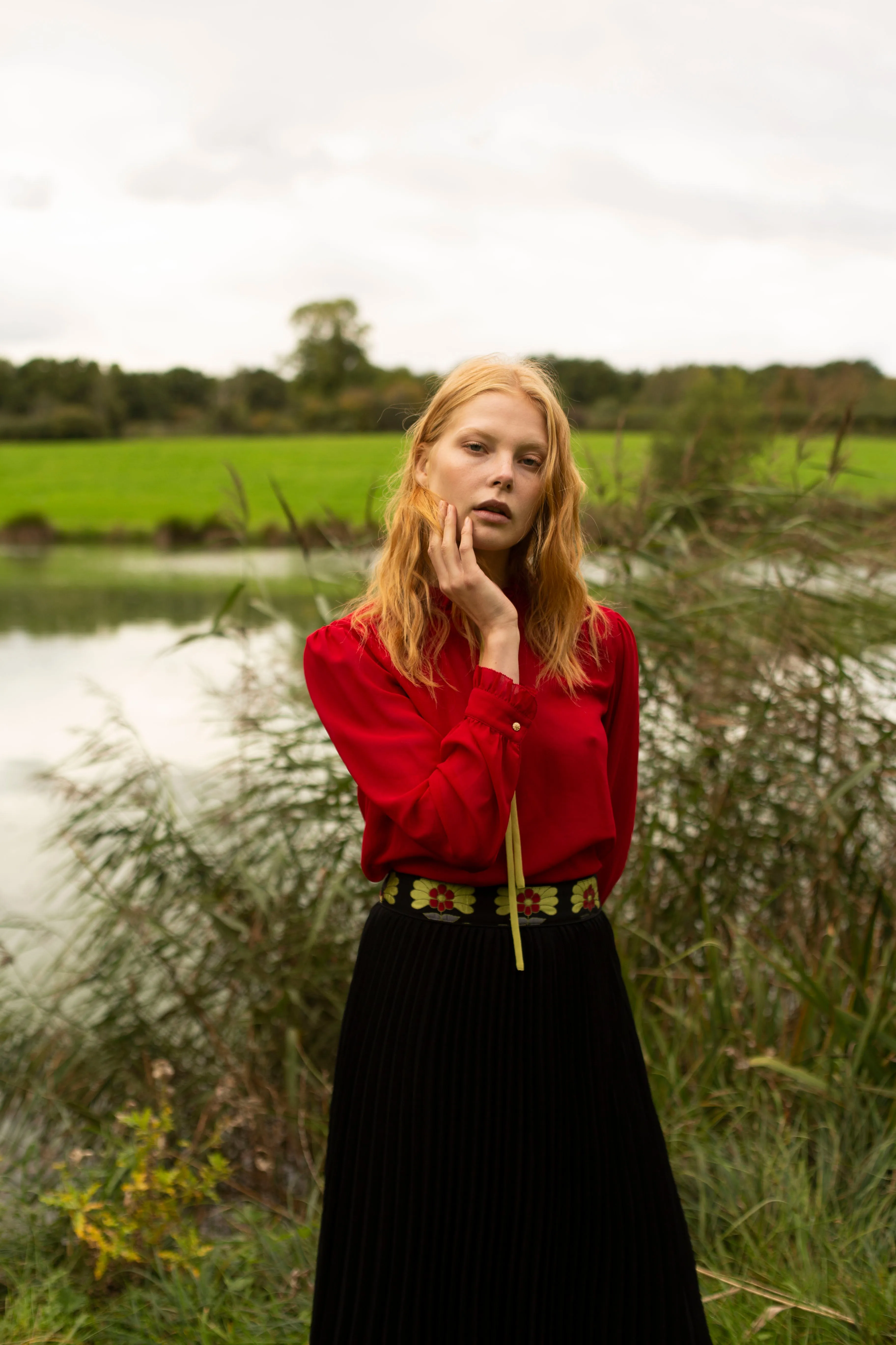 Felicity Floral Pleated Midi Skirt in Black and Green sold by Traffic People product image thumbnail 4