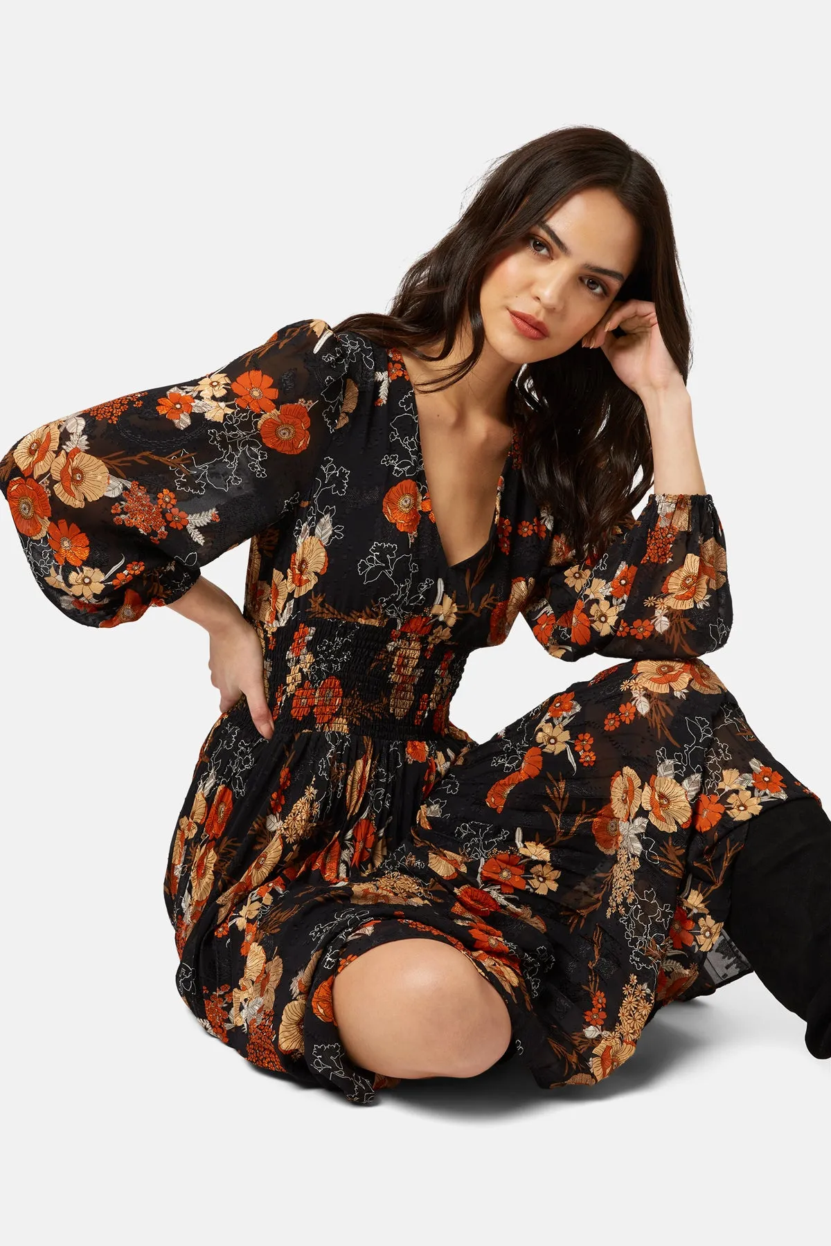 Fragrant Lies Black Floral Aurora Dress sold by Traffic People product image thumbnail 4