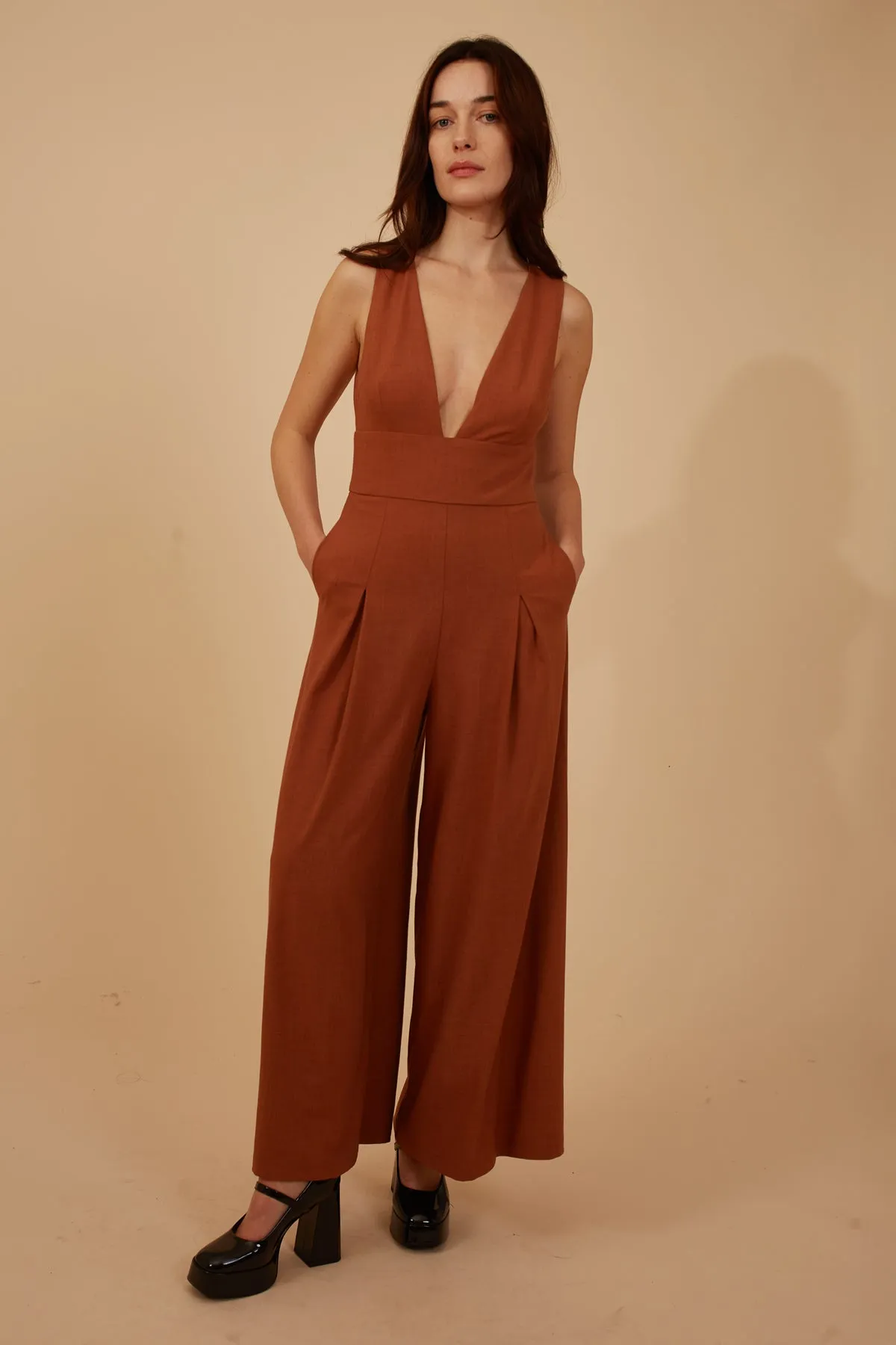 Marvellous McGraw Jumpsuit in Brown sold by Traffic People