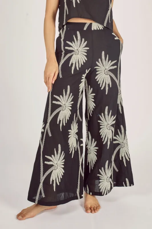 Palms of Promise Wide Boy Trousers in Black sold by Traffic People