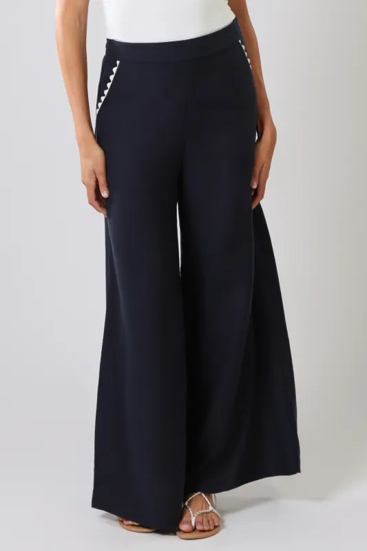 Avila Awaits Rene Ric Rac Trousers in Navy made by Traffic People
