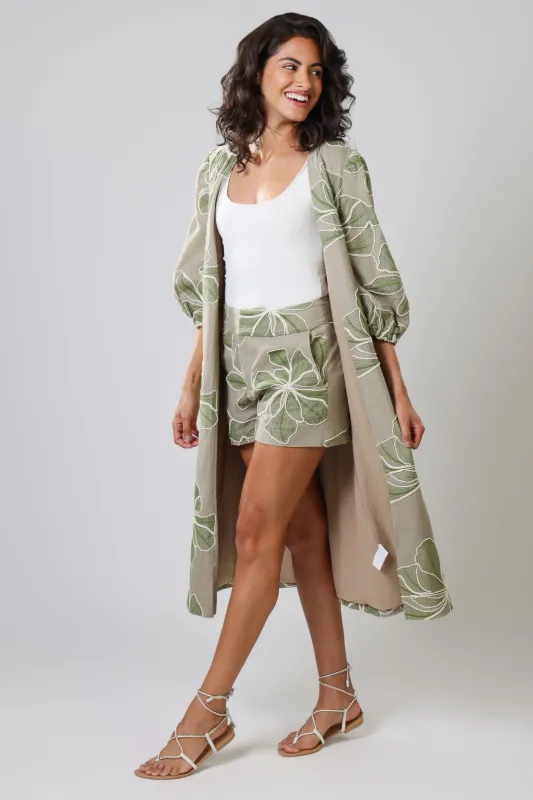 Grace & Maude Duster Coat in Green made by Traffic People