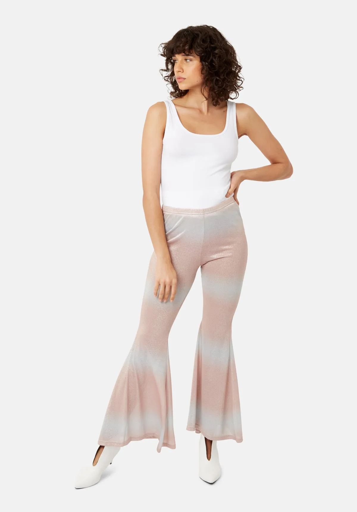Flaunt and Flare Metallic Fitted Trouser in Pink and Silver sold by Traffic People product image thumbnail 2