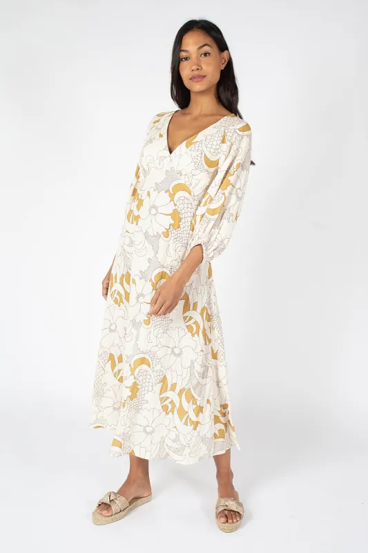 Deanie Loomis Gloria Dress in Mustard sold by Traffic People