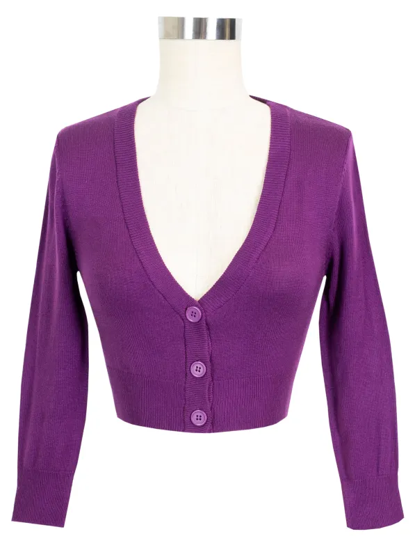 Purple Cropped Cardigan sold by Trashy Diva