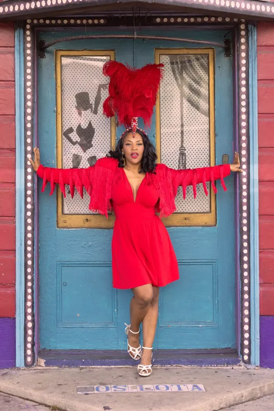 Shimmy Jacket - Red Fringe sold by Trashy Diva