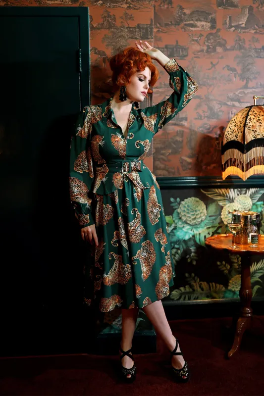 1940s Skirt - My Pet Leopard - Green sold by Trashy Diva