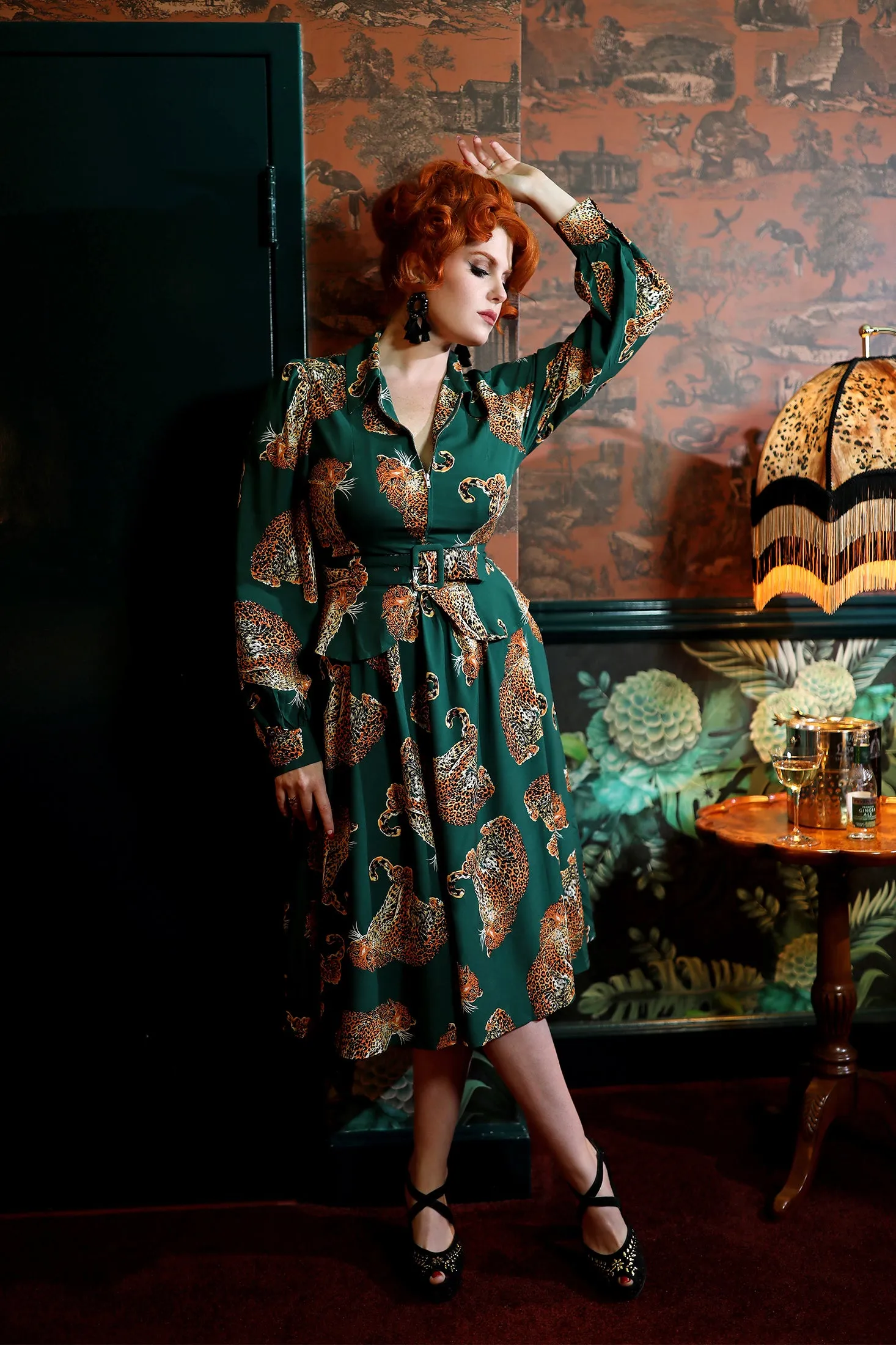 1940s Skirt - My Pet Leopard - Green sold by Trashy Diva